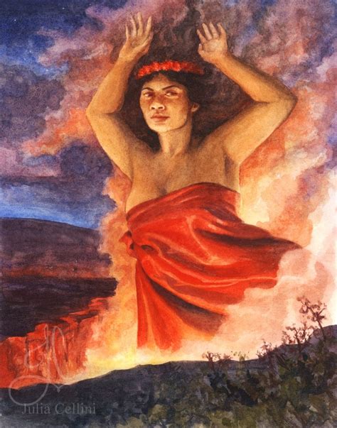 Pele Goddess Art Print Hawaiian Goddess Watercolor Painting Volcano ...