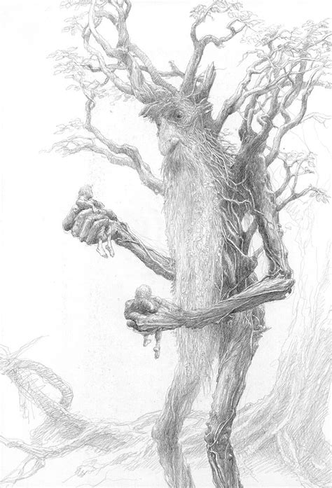 Barbol the Ent, The Lord of the Rings, sketch. Illustration by Alan Lee ...