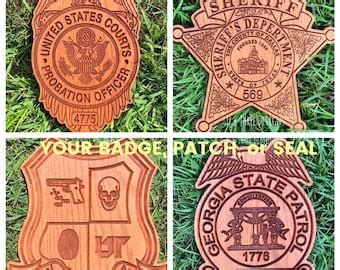 Misc. Wooden Police Badge or Patch Ornament 45 - Etsy