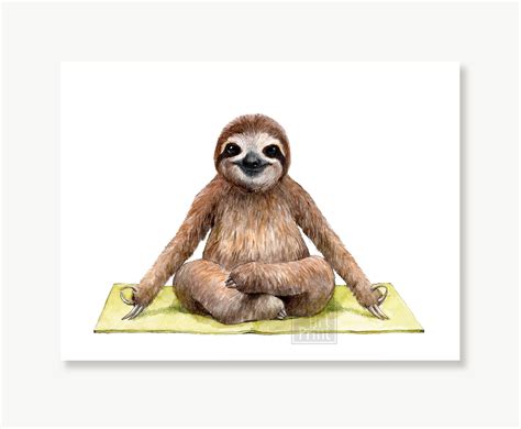 Sloth Yoga Art Print Funny Animal Poster Sloth in Yoga Pose - Etsy UK