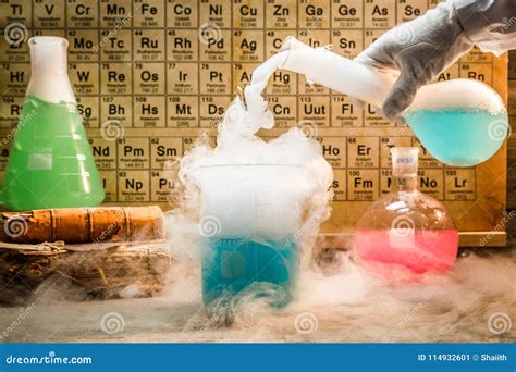 University Chemical Lab during Experiment with Periodic Table of ...