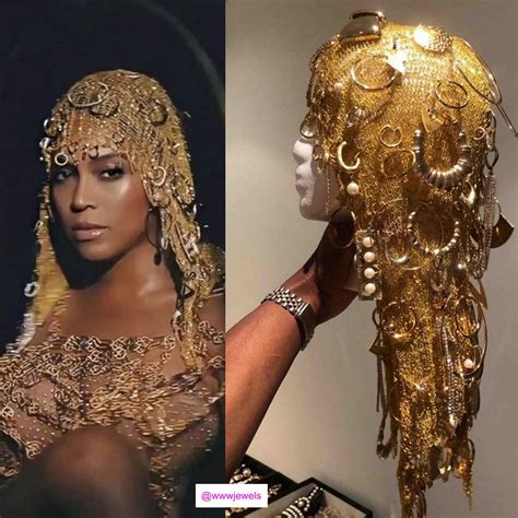 Gold headdress on Beyonce is a collaboration from Natalia Fedner and ...