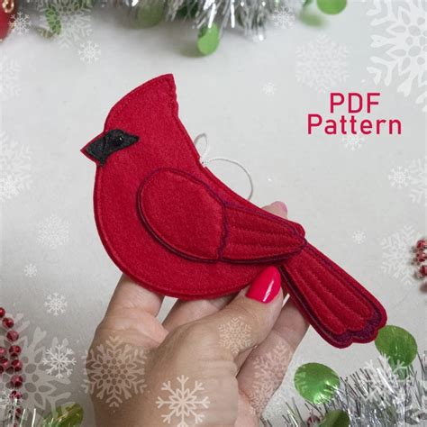 Cardinal Sewing Pattern PDF, Red Bird Ornament Tree Instruct - Inspire Uplift Fabric Christmas ...
