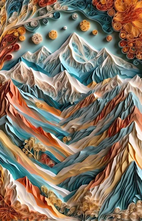 Paper Mountain Range Painting by Rysty Balmukhatova | Saatchi Art