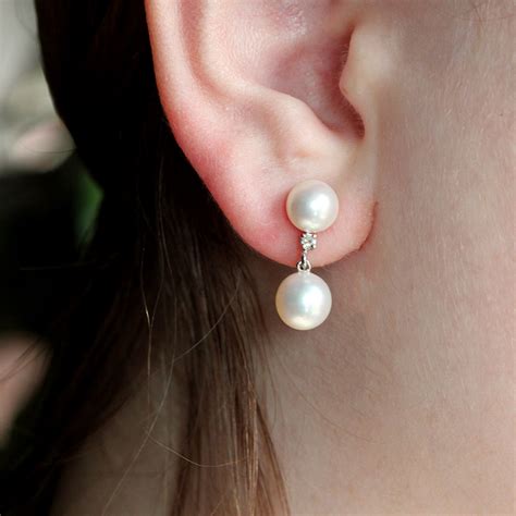 Estate 14K White Gold Pearl & Diamond Clip On Earrings - Abracadabra ...