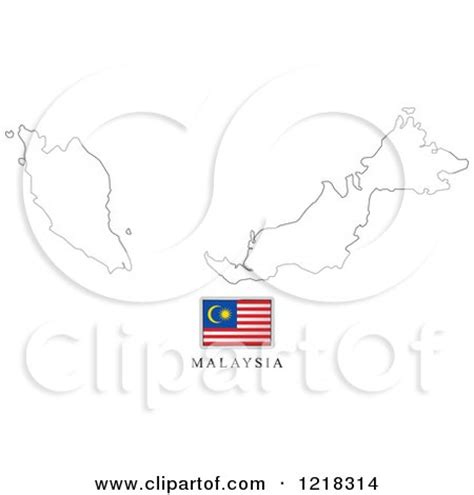 Clipart of a Malaysia Flag and Map Outline - Royalty Free Vector Illustration by Lal Perera #1218314