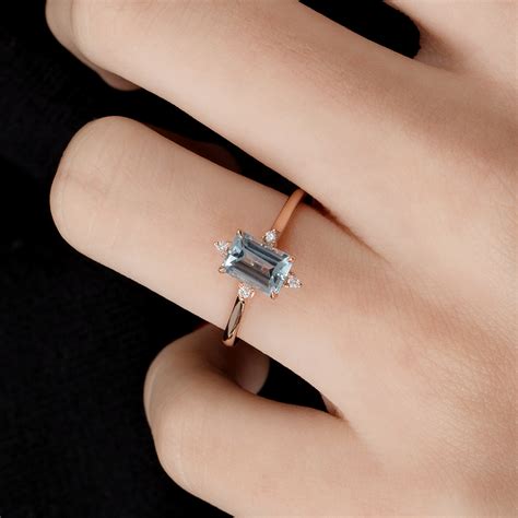 Emerald Cut Aquamarine Ring – Lynn – Sunday Island Jewelry