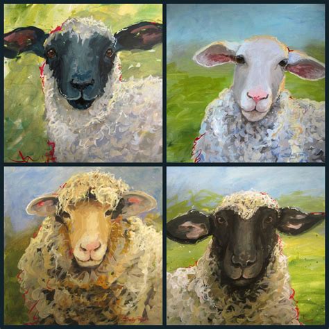 Counting Sheep - Set of 4 Beautiful Sheep on Canvas | Leren schilderen, Schilder, Schapen