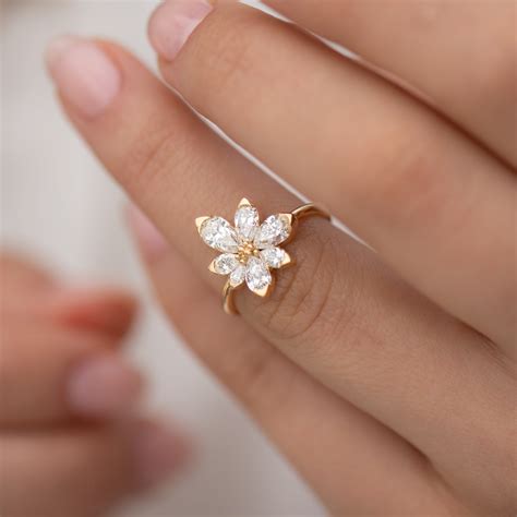 Asymmetric Blossom Engagement Ring with Pear Cut Diamonds – ARTEMER