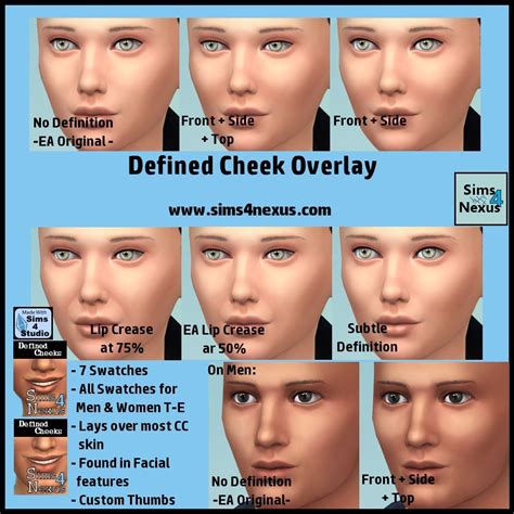 Defined Cheek Overlay -Original Content | Sims 4, Sims, Sims 4 cc skin