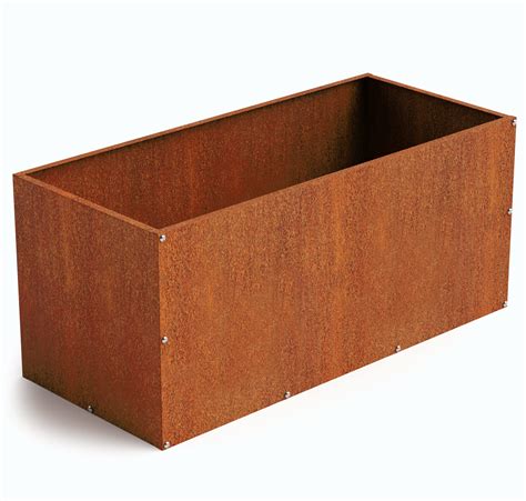 Buy DIY CARTEL Corten Steel Rectangular Outdoor er Box, Rustic & Modern ...