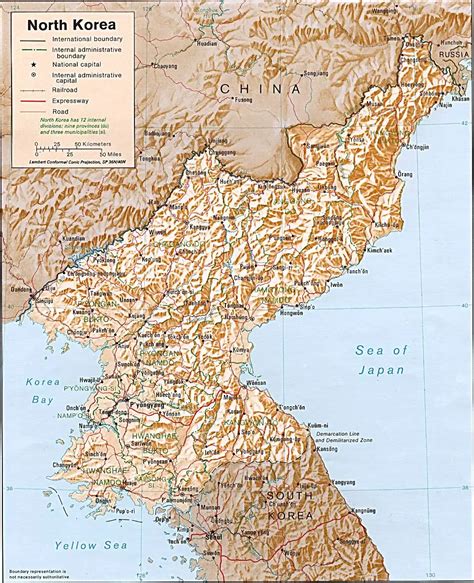 North Korea Shaded Relief - MapSof.net