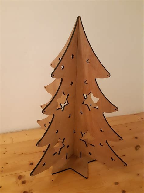 Árvore de Natal Corte à Laser em mdf - Cor: Verde ou Marrom