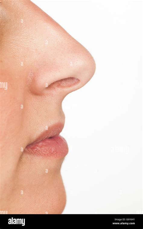 Side view close up of a woman's nose and lips Stock Photo - Alamy