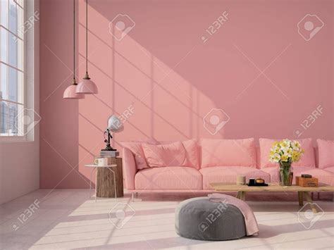 Pink Contemporary living room loft interior. 3d rendering | Living room loft, Loft interiors ...