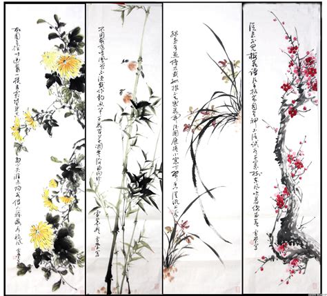 Four Gentlemen | Chinese painting flowers, Chinese art painting, Chinese art