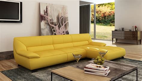 Divani Casa 5121B Modern Yellow Italian Leather Sectional Sofa | Casas