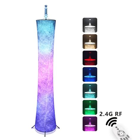 RGB Color Changing Atmosphere Modern LED Floor Lamp Home Decor With Remote Control Hotel Slim ...