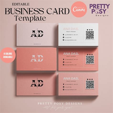 Business Card QR Code Canva Editable Business Card Template Digital Business Card Template ...