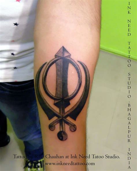 Khanda. Tattoo by Ravi Chauhan. | Tattoos, Tattoo studio, Triangle tattoo