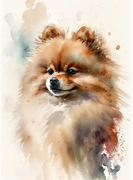 Premium AI Image | Watercolor painting of a dog with brown eyes and a white nose.