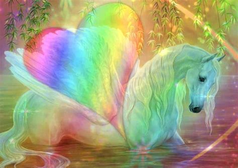 Rainbow Heart Pegasas, colorful, colors, bonito, soft, rainbow, horse, fantasy, HD wallpaper ...