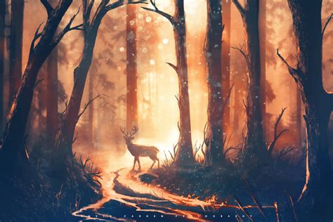 Deer Forest Sunbeams Wallpaper,HD Artist Wallpapers,4k Wallpapers,Images,Backgrounds,Photos and ...