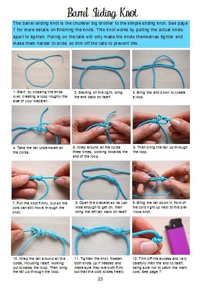 instructions on how to crochet the band binding knot for bracelets or ...