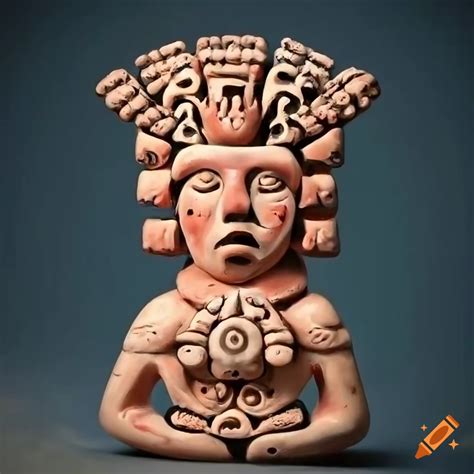 Intricate ceramic mayan tree of life hybrid goddess