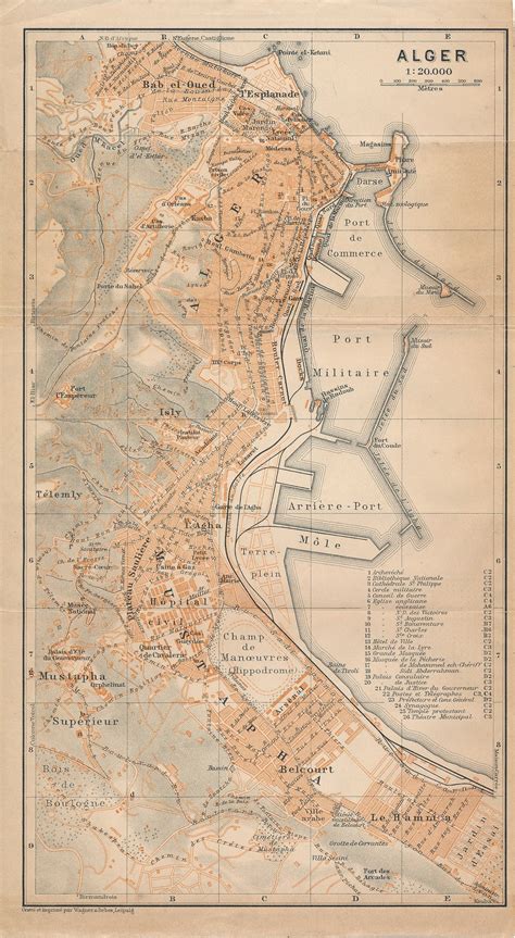 1911 Algiers Algeria Antique Map - Etsy