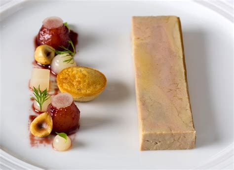 Terrine of Goose, Liver, Red Port, Pears and Almond Cake. Fine Dining Appetizers, Cold ...