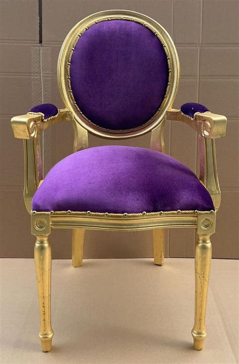 Casa Padrino luxury baroque dining chair purple / gold - Handmade antique style chair with ...