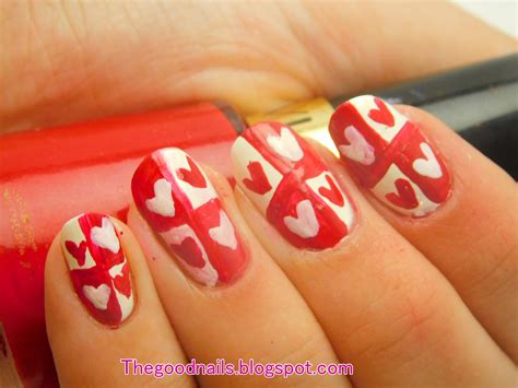 Valentines Day Red Hearts Checker Board Nail Art Tutorial | Valentines ...