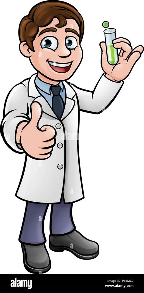 Cartoon Scientist Holding Test Tube Stock Vector Image & Art - Alamy