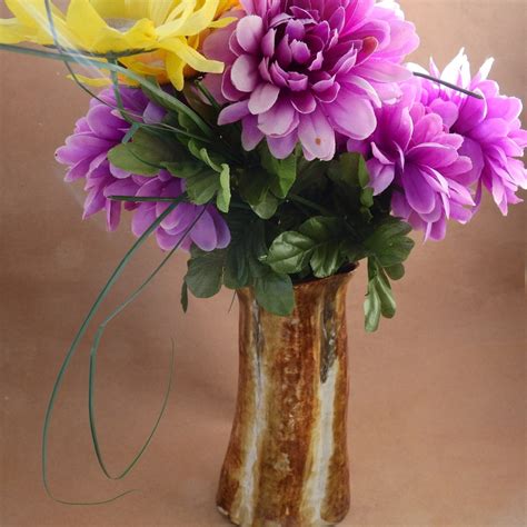 Brown & White Striped Flower Vase Handmade Rustic Ceramic - Etsy