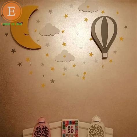 Set of 2 | Wooden Baby Girl Room Night Light, 1 Moon + 1 Pink Hot ...