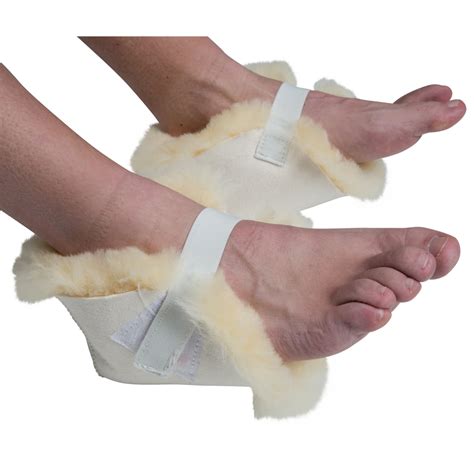 PCP Pressure-Relief Sheepskin Heel Protector, Wool Cushion to Support Feet and Heels, White ...