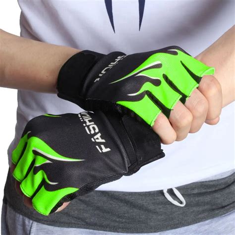 Women Men Fingerless Gloves Unisex Gym Sport Mittens Nylon Breathable ...