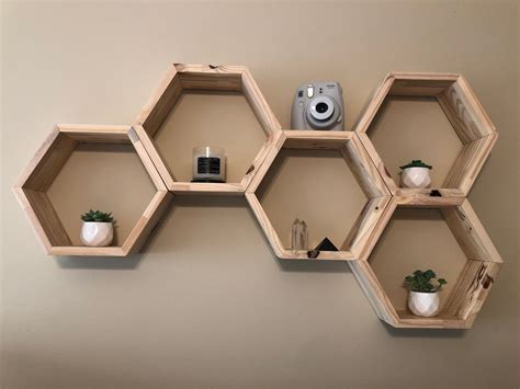 Modern Wooden Hexagon Shelves Multi-purpose Any Room | Etsy