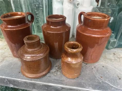 OLD FASHIONED SALT Glazed Stoneware Pots, Victorian Cream Jug, Ink Bottles £22.00 - PicClick UK