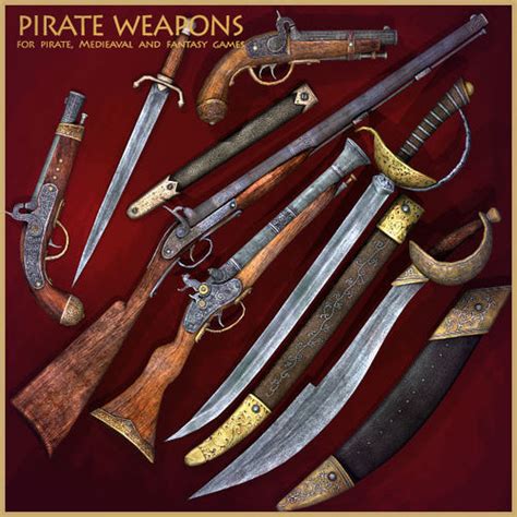 3D model Pirate Weapons Collectuion VR / AR / low-poly rigged animated | CGTrader
