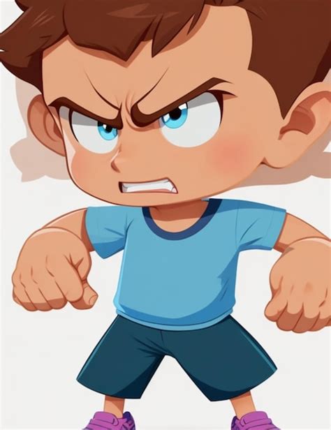 Premium Photo | A determined boy cartoon character with a determined ...