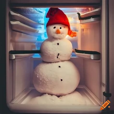 Snowman trapped in a fridge