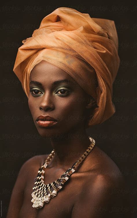 African Woman with Orange Turban