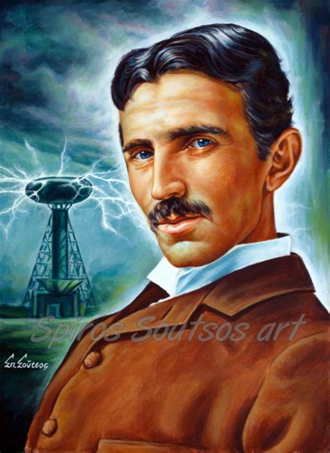 Nikola Tesla 's Tower painting portrait | original artwork, acrylic on ...