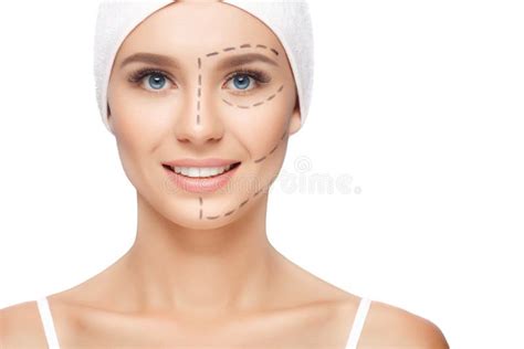 Woman with Perforation Lines on Her Face Stock Photo - Image of facial, hand: 79419956