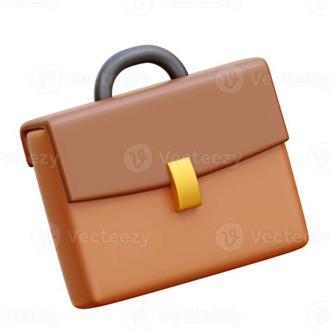 3d Business Case. Brown Leather Businessman Briefcase. 21114008 PNG