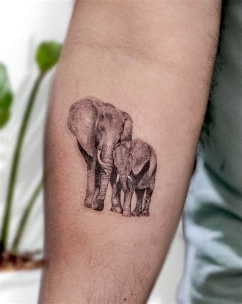 Mom And Baby Elephant Tattoo Designs