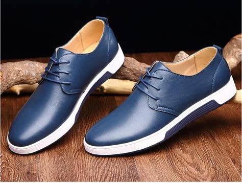 Luxury Men Shoes Casual Leather Fashion Trendy Black Blue Brown Flat Shoes For Men Drop Business ...