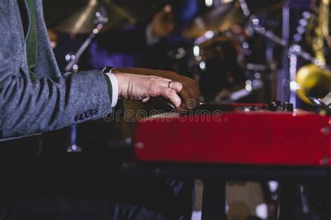 Concert View of a Musical Keyboard Piano Player during Musical Jazz ...